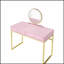 Élégant bureau de coiffeuse Coleen avec miroir et plateau à bijoux, combinant glamour et rangement pratique pour une expérience luxueuse.