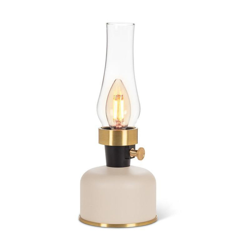 Lampe de table à lanterne Abbott, Ivoire/doré