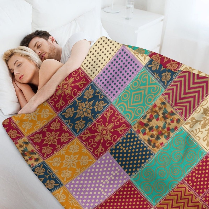 Jeté en flanelle Patchwork Quilt Patt, 40 po x 50 po