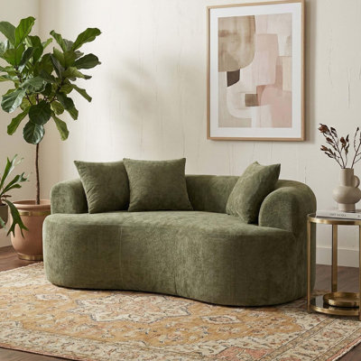 80" Curved Loveseat For Small Spaces, Curved Couches For Living Room, Compression Sofa In A Box With 3 Pillows, Small Couch For Bedroom With Wide Armrest & Memory Foam, No Assembly Required