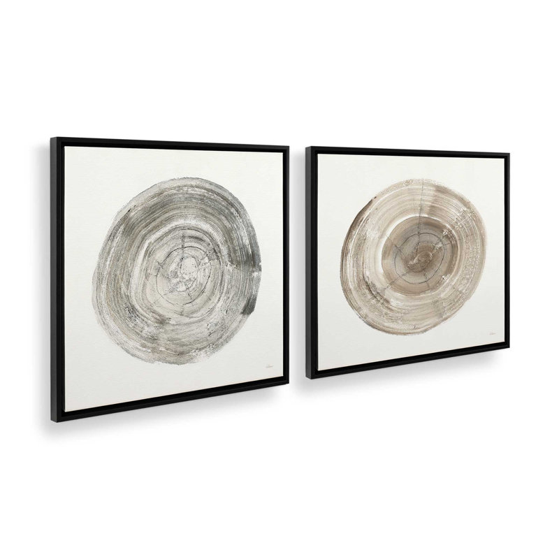 Rings of Time Duo I, ensemble de 2 impressions sur toile, Noir satiné, H 33 po x l 66 po
