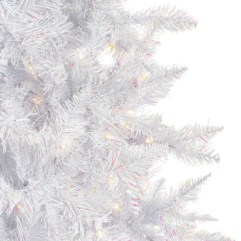 Dilan Sparkle White Spruce Artificial Christmas Tree, 6.5' H, Pure White LED