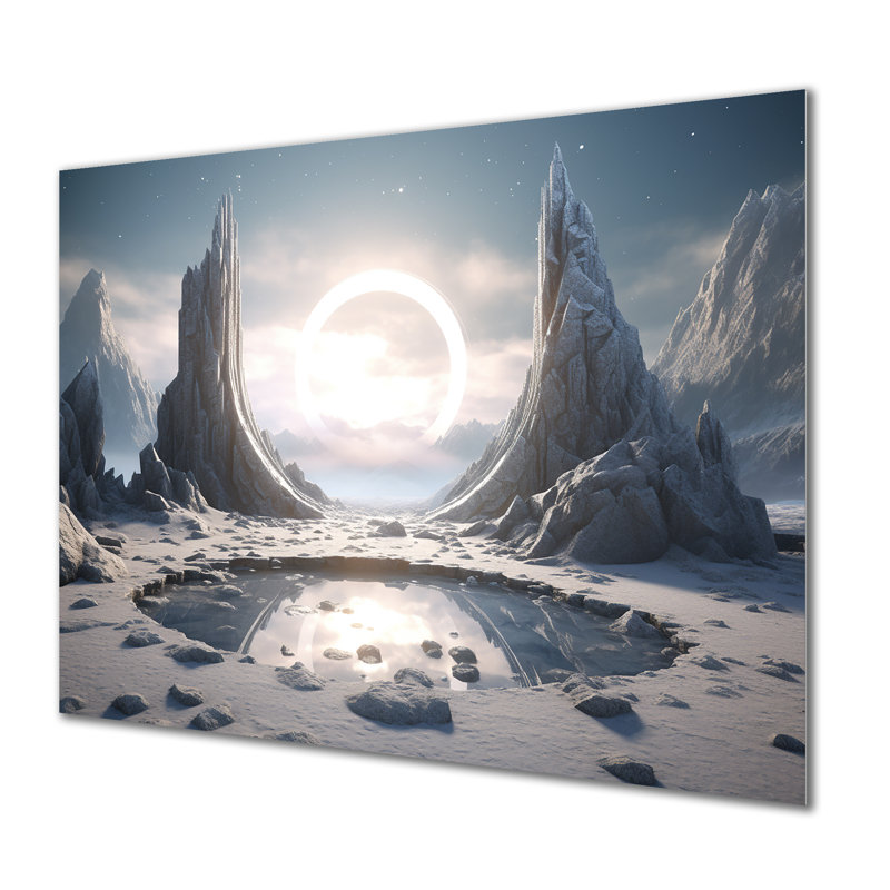 Surreal Galaxy Gates Portal I - Surrealism Metal Wall Art, 16" H x 32" W x 1" D
