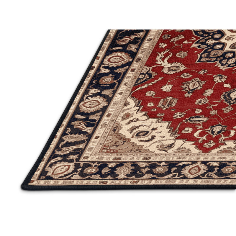 Machine Washable Persian Black Area Rug, Rectangle 2' x 3'