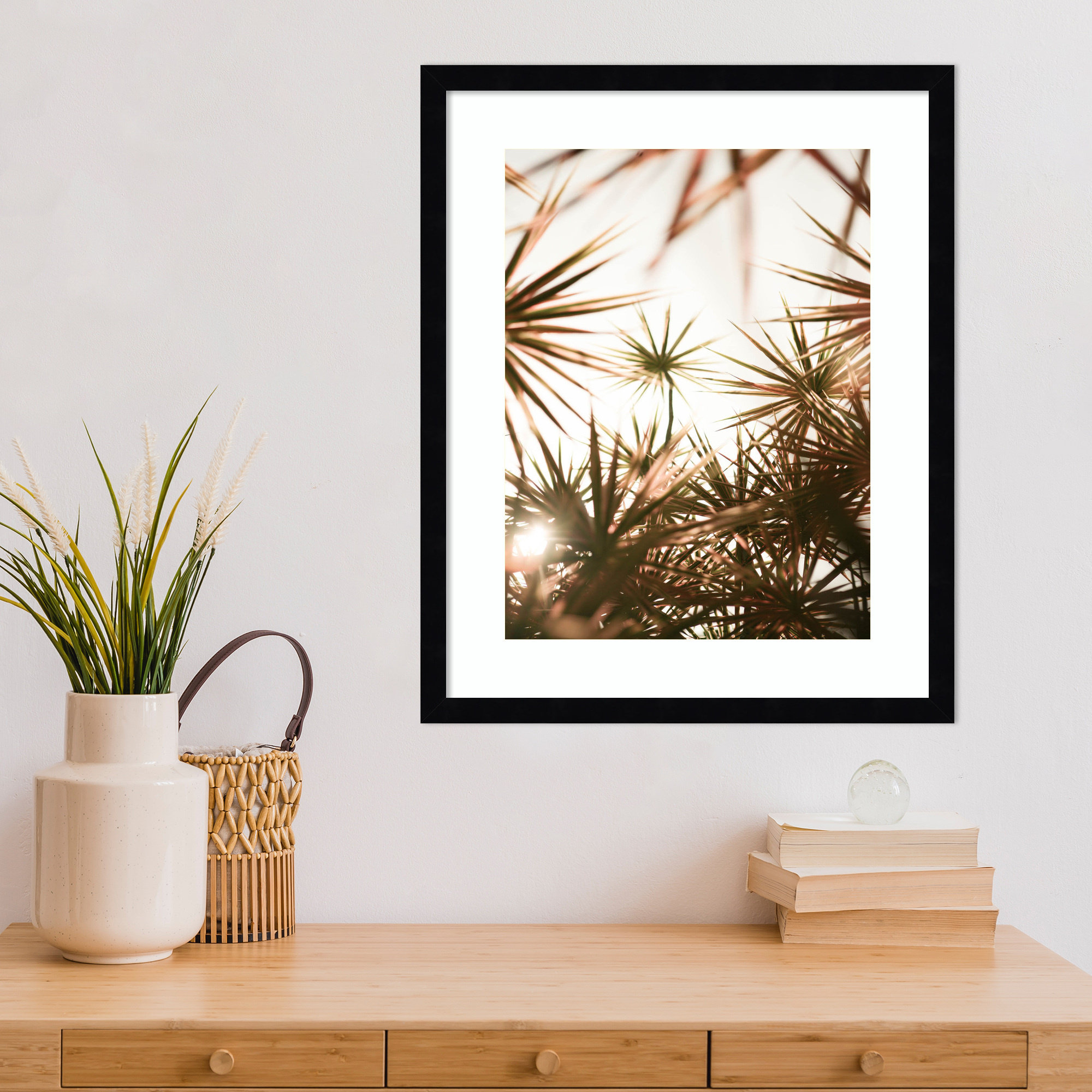 Starlight Through Palms by Daisey Wood Framed Wall Art Print, 21" H x 17" W, Black 