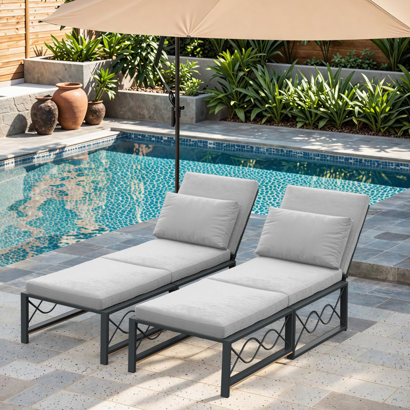 Chaise longue d'extérieur en métal, Gris