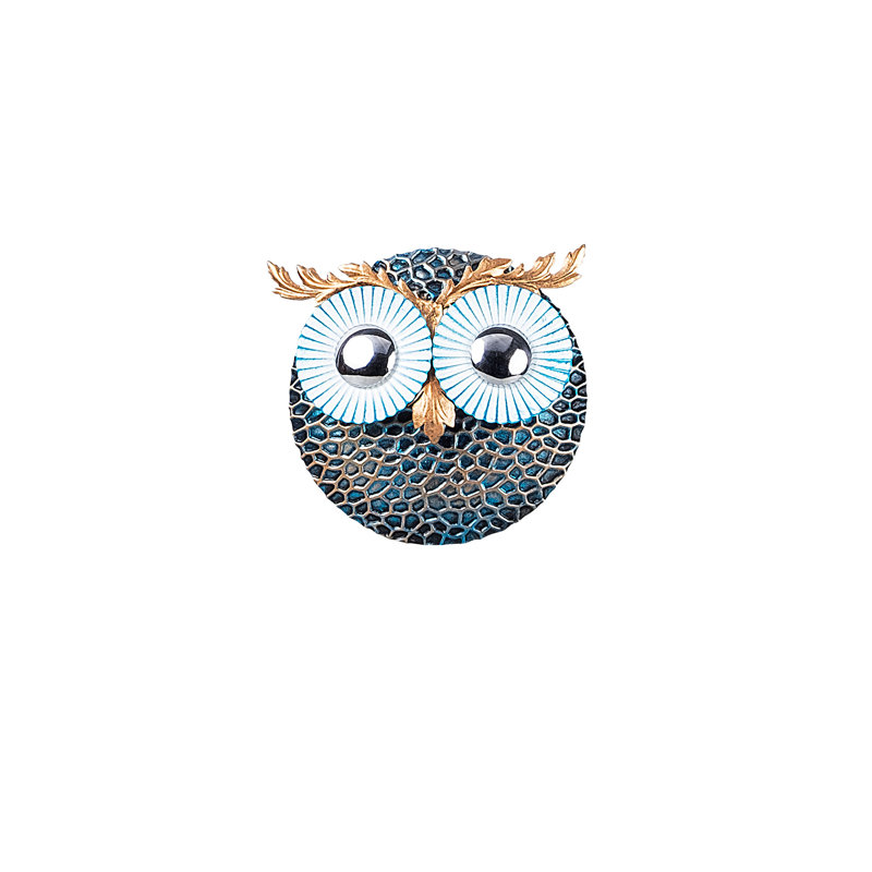 Décoration murale hibou, Bleu / argent / or