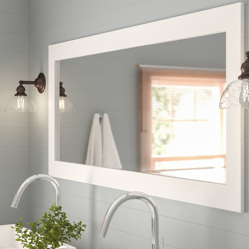 Armone Engineered Wood Flat Mirror, 53.5" H x 35" W, Snow