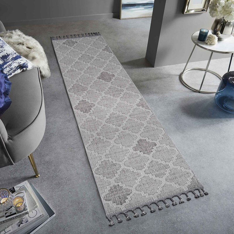 Guros Collection Trellis Indoor Outdoor Runner Rug, Runner 2'2" x 8'