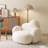 Modern Upholstered Barrel Chair, Plush Accent Lounge Seat with Ottoman for Bedroom or Entryway, Beige
