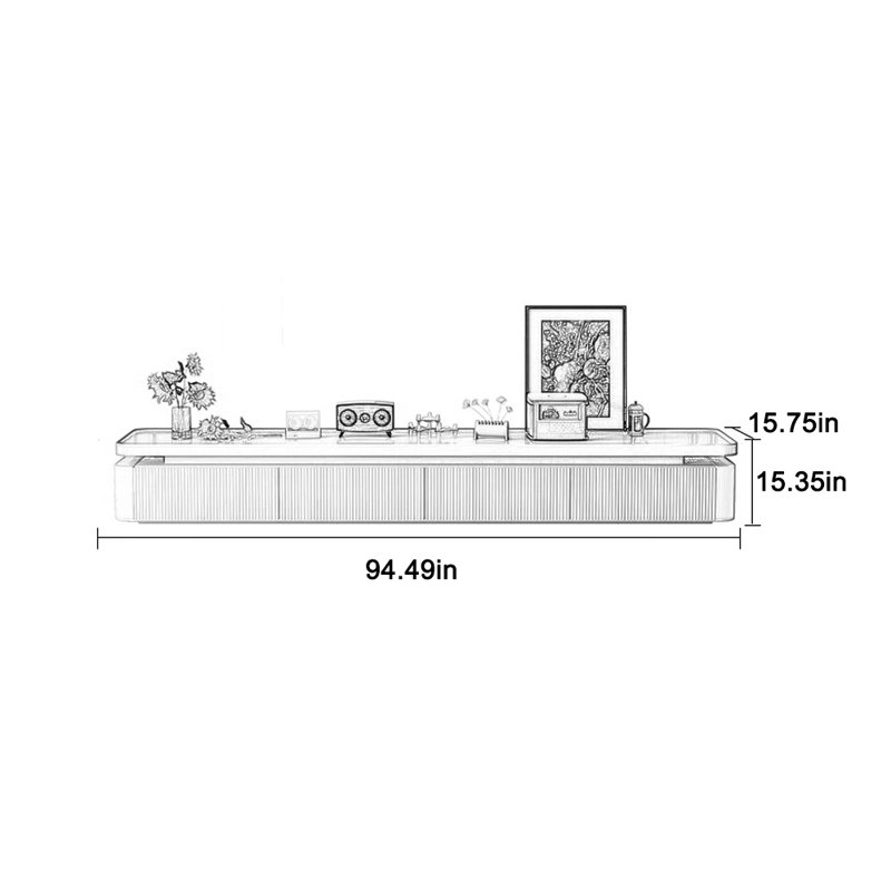 Spacious TV stand with multi-drawer piano paint, 94.49", Brown