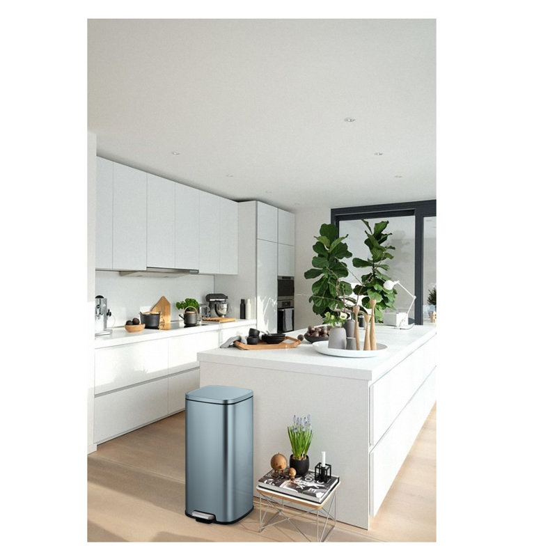 Stella Stainless Steel 30 Litre Step On Recycling Bin, Titanium Blue