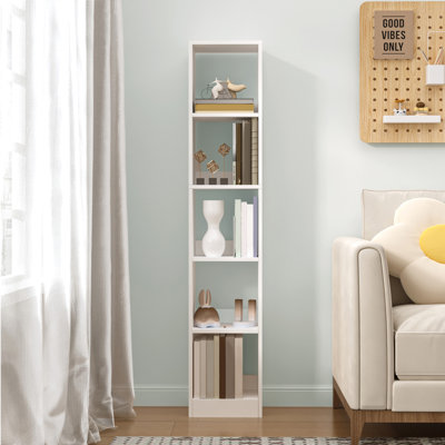 Bookcase, Tall Narrow Bookshelf, Wooden Bookcase with Open Storage Shelf, for Living Room, Home Office, Bedroom
