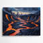 Sci Fi, coulées de lave, paysage volcanique gris, art mural en métal-1086020395