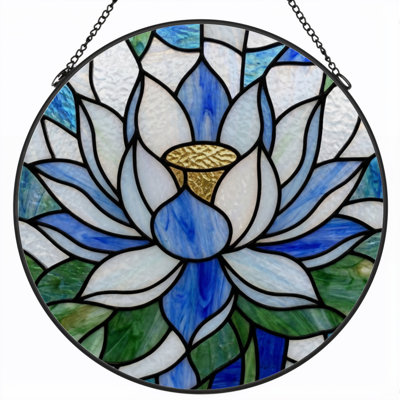 Panneau de vitrail en verre coloré 12 po H