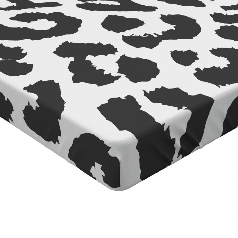 Queen Size Pink and Charcoal Grey Microfiber Animal Print Fitted Sheet