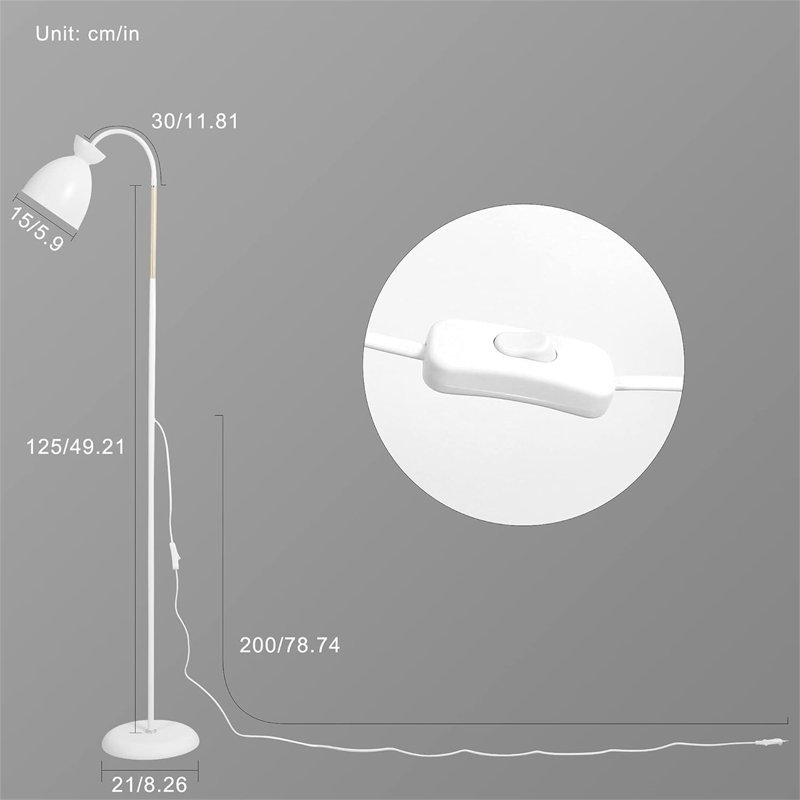 159cm Arched Floor Lamp, White