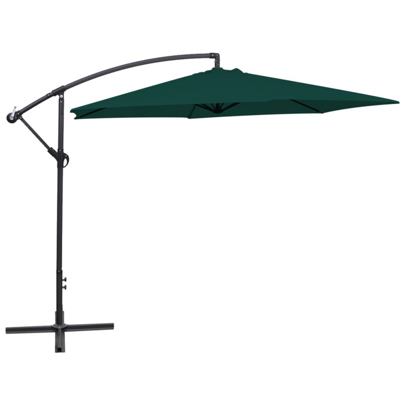 Parasol de jardin extérieur vert en porte-à-faux en polyester 9,8 pi, Vert