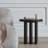 Wabi-sabi black solid wood round coffee table