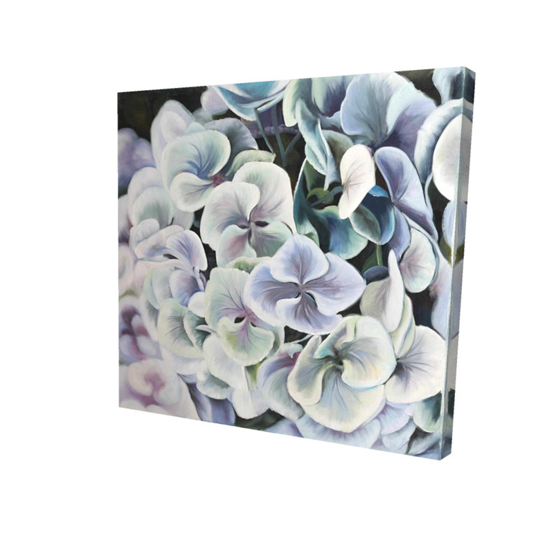 « hortensia florals », reproduction de peinture à l’huile sur toile tendue, H 24 po x l 24 po x P 1,5 po