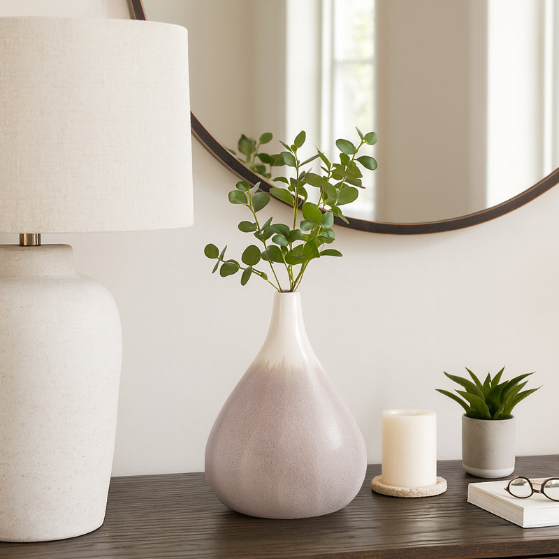 Sculptural Elongated Ceramic Table Vase for Home Decor, Decorative Flower Vase with Smooth Gradient Glaze and Elegant Tapered Silhouette, Perfect for Fresh or Faux Floral Arrangements, Brown
