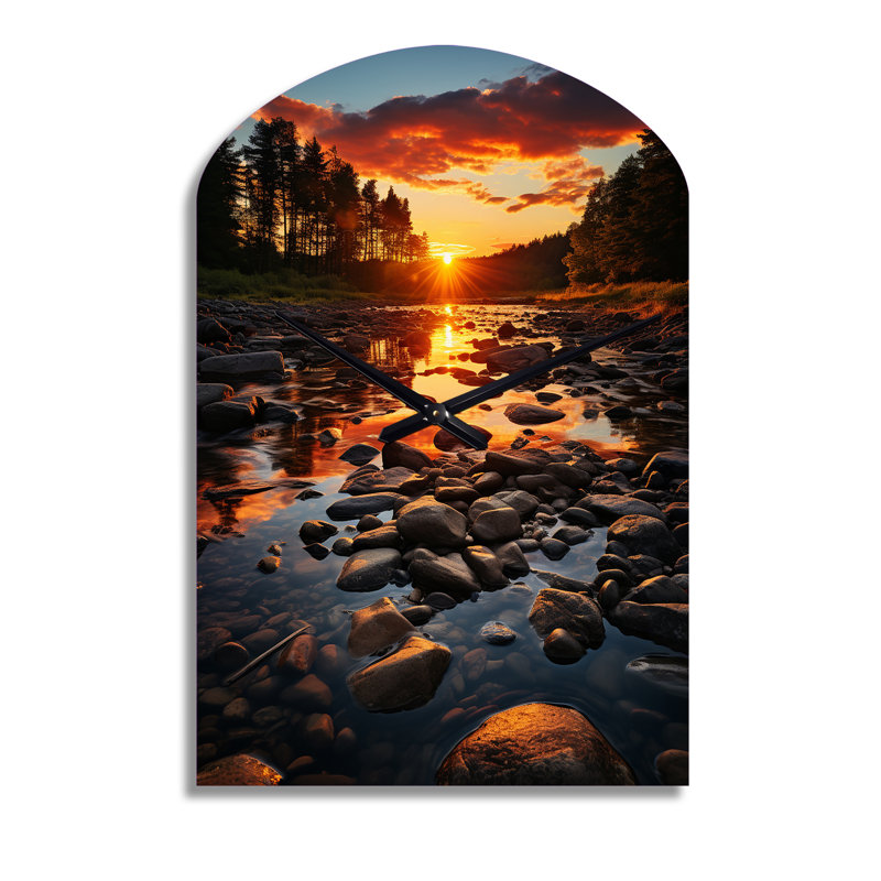 Kentucky Landscape River - Arch Shape Large Kentucky 3D Wall Clock, Moyenne