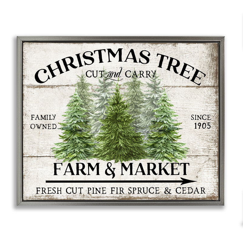 «Farm & Market Christmas», art mural sur toile par Creatif Belle, 21 x 17, Cadre flottant gris lustré