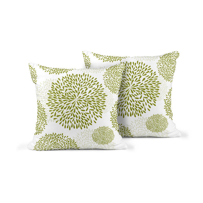 Floral Outdoor Reversible Throw Pillow, 19W" x 19H", Chartreuse