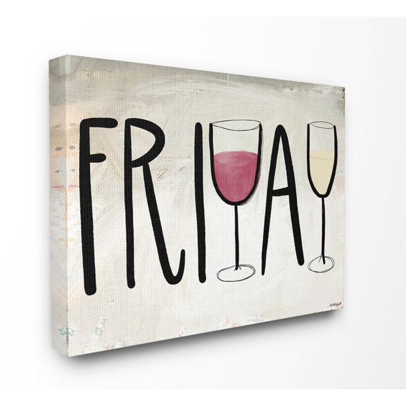 «Wine Glasses Weekend», reproduction d'art graphique sur toile, Toile tendue, H 24 po x l 30 po