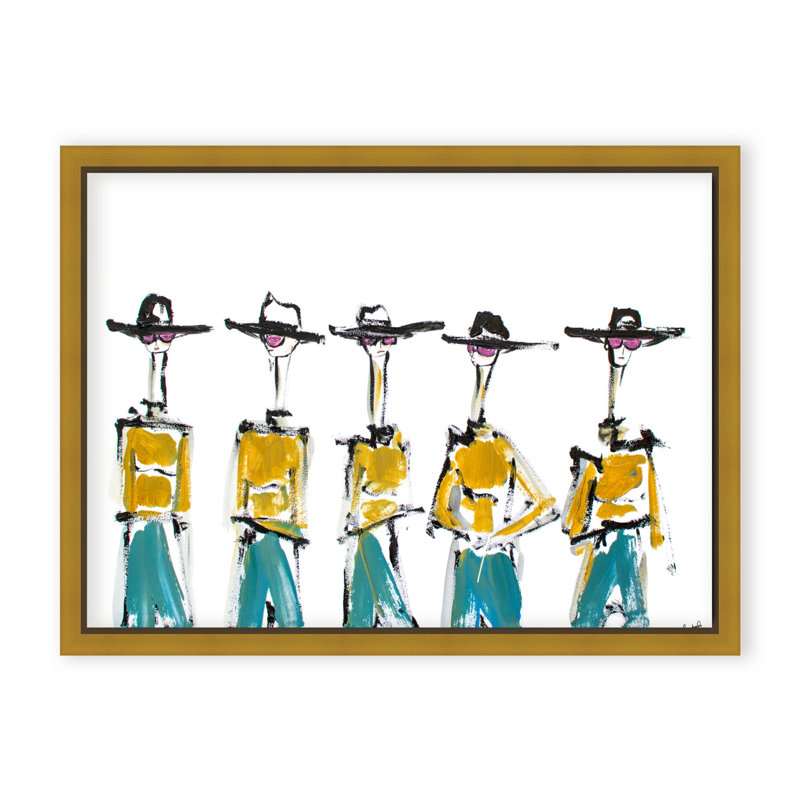 Hats And Slacks Print by Chauncey Jacks, 12" H x 16" W x 2.375" D, Framed Canvas, Gold