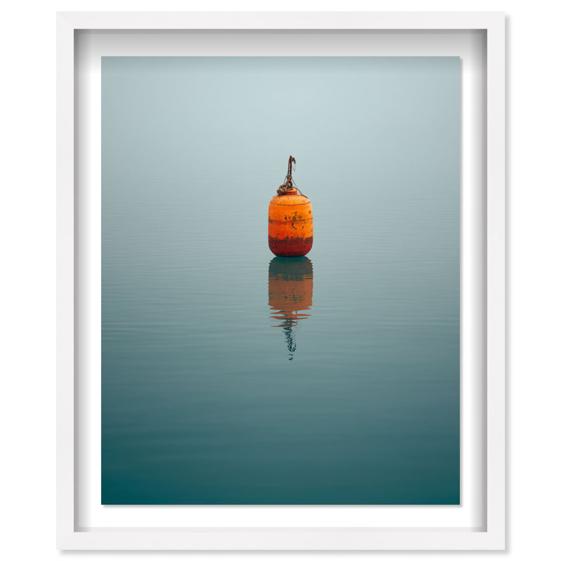 Cadre photo « Bouée solitaire » d'Oliver Gal, H 37,5 po x l 31,5 po, Cadre blanc