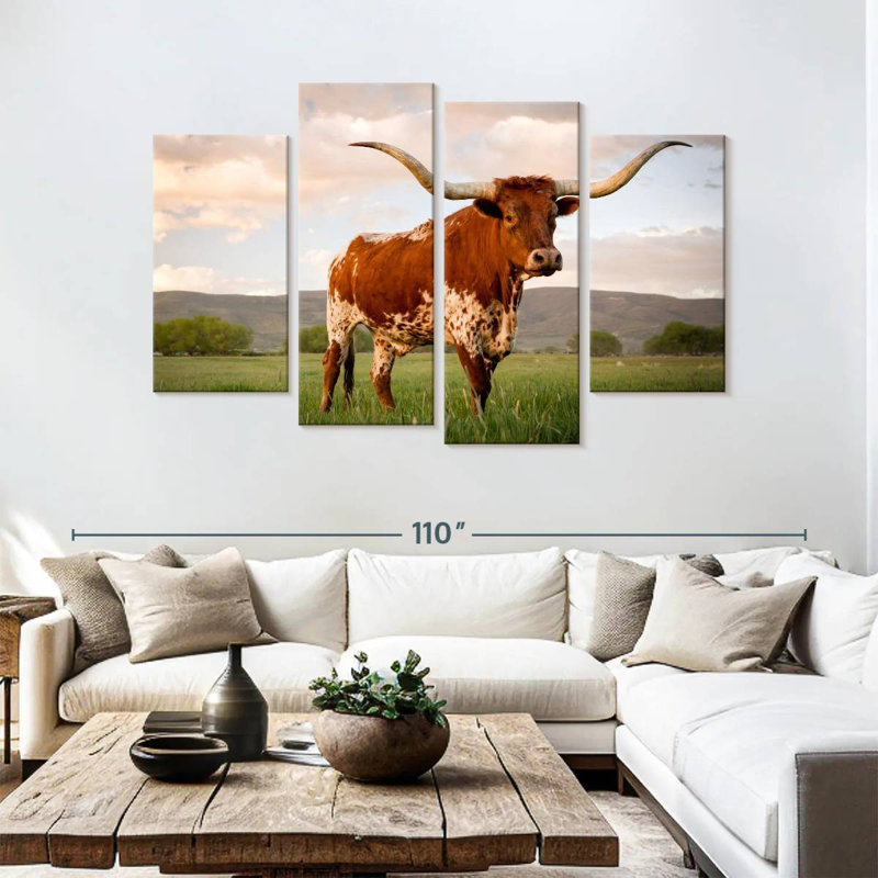 Longhorn brun du Texas, H 54 po x l 84 po