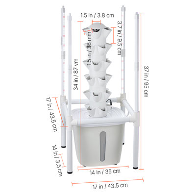 Tour hydroponique, ensemble de système de culture hydroponique à 6 niveaux avec 30 gousses avec éclairage de culture à DEL et contrôle des applications, jardin vertical avec réservoir d'eau et pompe de 20 L, pot à fleurs pour herbes d'intérieur, fruits, légumes