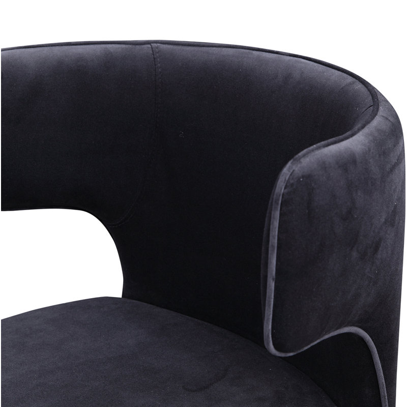 Chaise d'appoint rembourrée à oreilles Emma, Velours noir