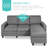 Shaine Linen Sectional Sofa Couch w/ Chaise Lounge, Reversible Ottoman Bench-351123922