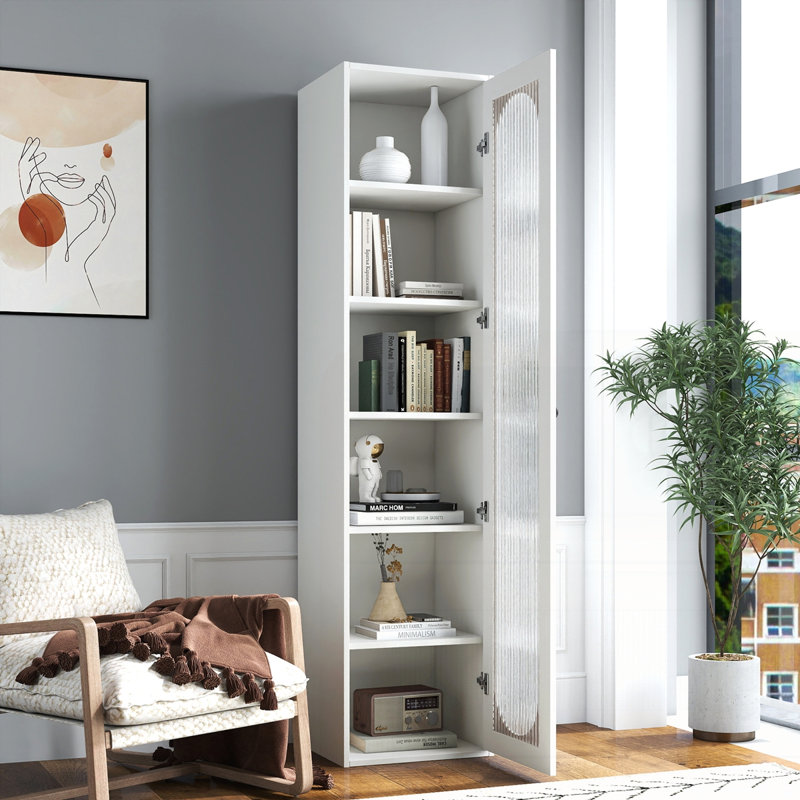Armoire de rangement avec 6 tablettes de rangement et 1 porte vitrée