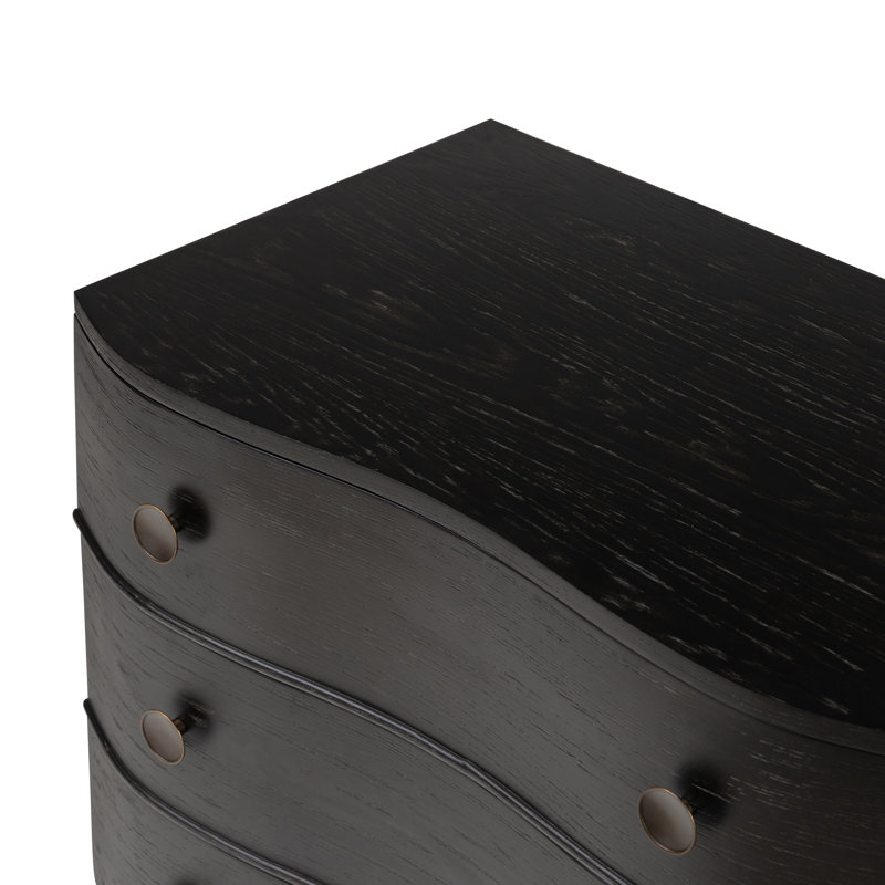 Tiago 3 - Drawer Solid Wood Nightstand, Distressed Black