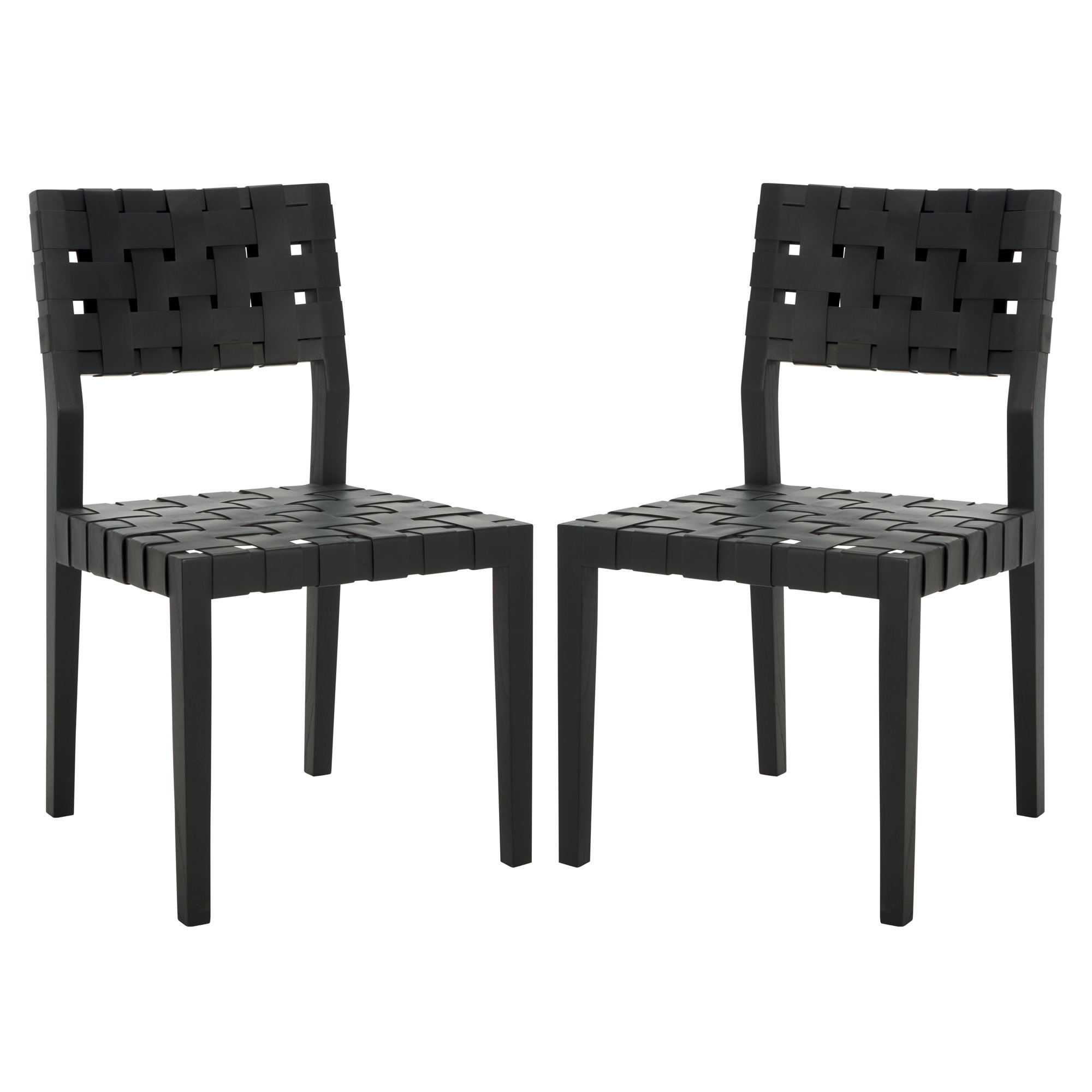 Stehouse Woven Leather Dining Chair, Black