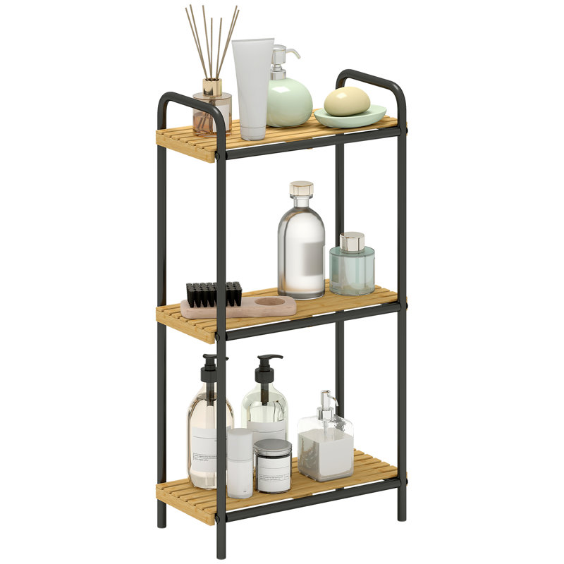 Bamboo, Steel Bathroom Shelves