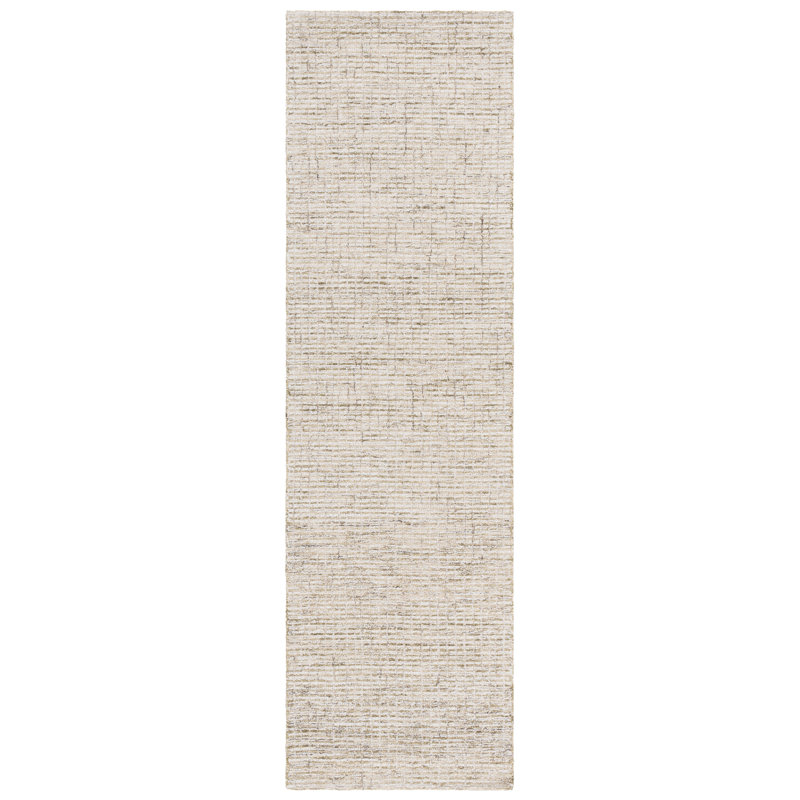 Pine 704 Hand Tufted Wool/Cotton/Latex No Pattern Rug in Sage/Ivory, Runner 2'3" x 8'