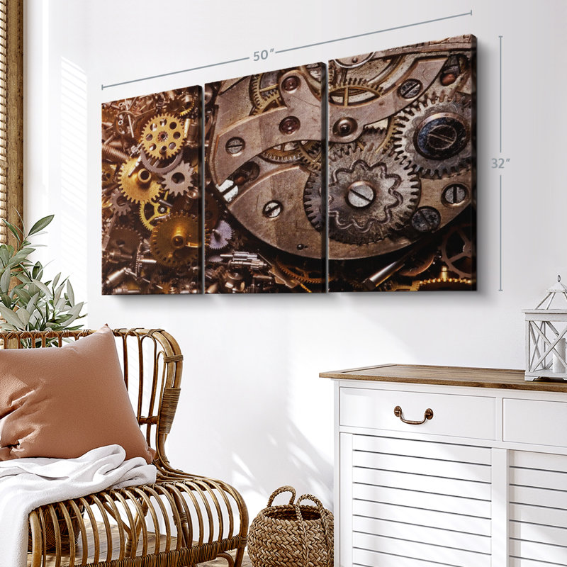 «Old Gears» sur toile, H 45 po x l 28 po x P 1,25 po