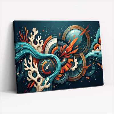 Ensemble de 1 tableau sur toile représentant un corail mécanique