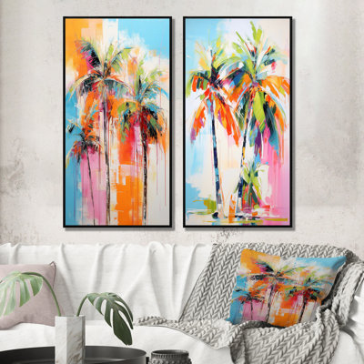 Palmier, art mural, ensemble de 2 toiles - Palmiers
