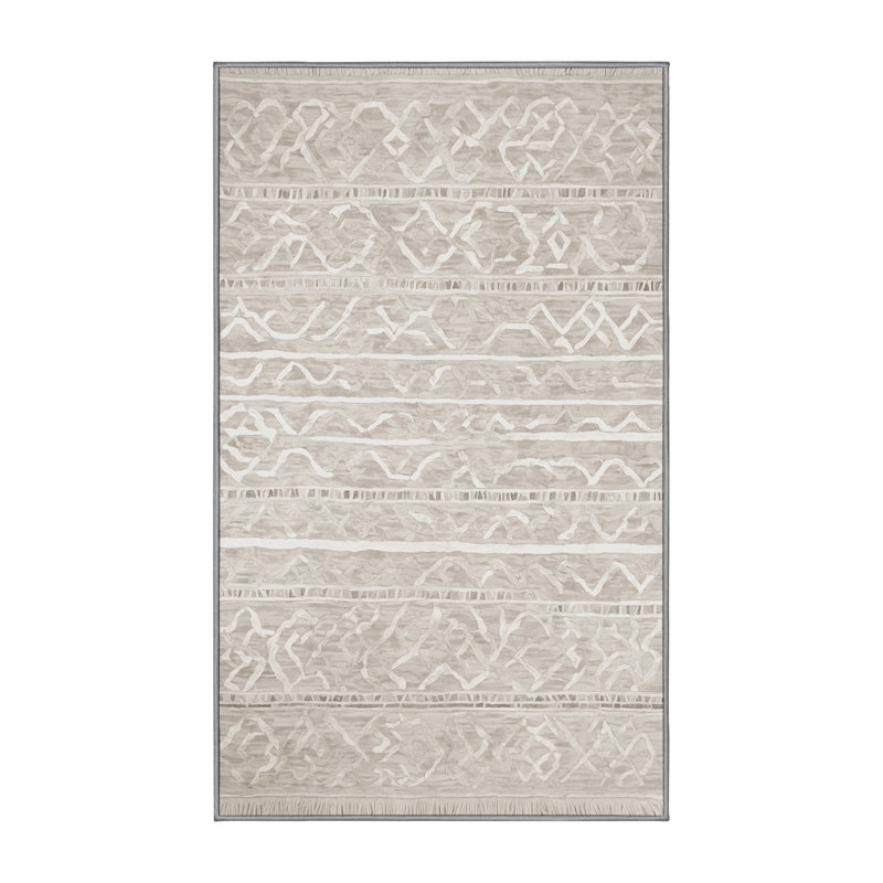Tapis gris lavable à la machine, Rectangle 7 pi x 9 pi