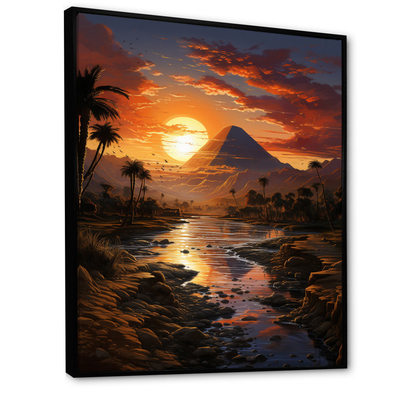 Égypte Golden Horizons River II - Égypte, impressions sur toile, H 44 po x l 34 po x P 1,5 po, Cadre flottant noir