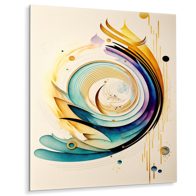 Aquarelle colorée en spirale - Décoration murale moderne en métal, H 40 po x l 30 po x P 1 po