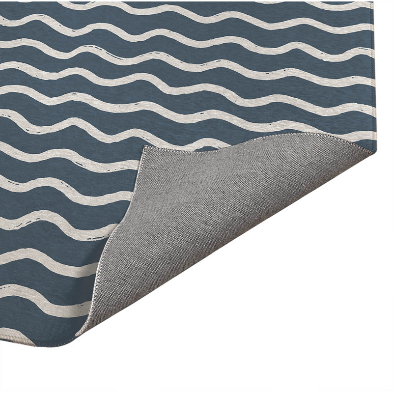 Tapis de bureau léger Wiggle Row, L 7 pi x L 5 pi, Bleu