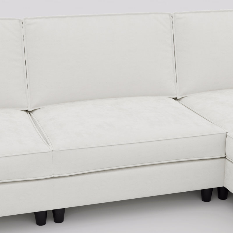 Canapé de grande taille à 3 places de 107,8 po, canapés en forme de L avec repose-pieds mobile, accoudoirs avec poches, canapé en tissu moderne
