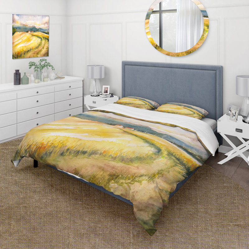 Ensemble de housse de couette Golden Fields of Tuscany Italie - microfibre de polyester