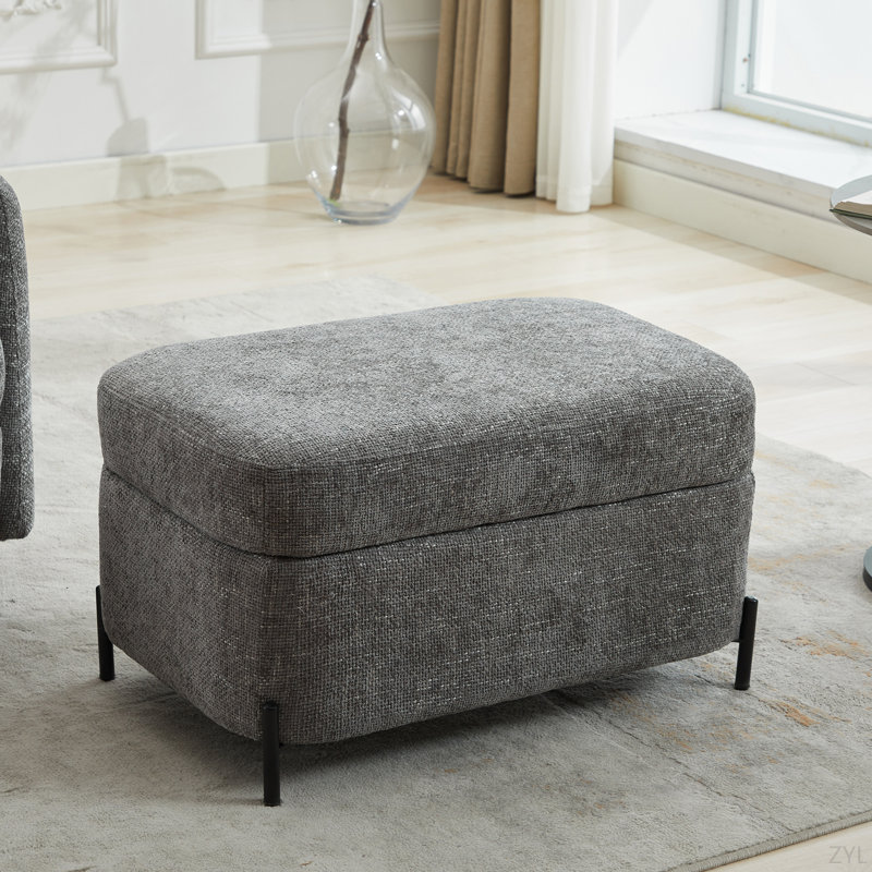 30.3" W Chenille Upholstered Storage Bench Large Ottoman For Living Room, Entryway, Hallway, Gray
